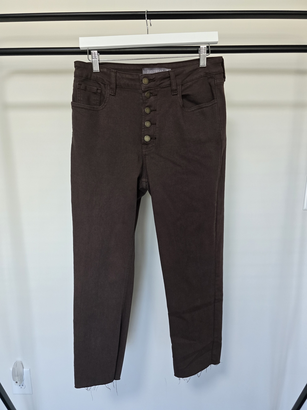 Just USA Dark Brown High-Rise Button-Fly Jeans